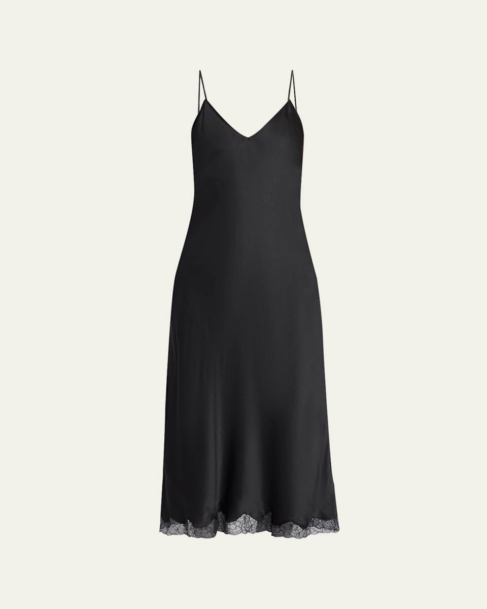 Kolara Lace Hem Silk Midi Dress